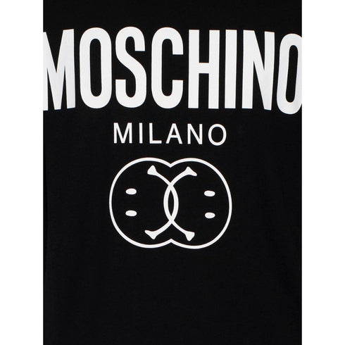Moschino Bold Double Smiley Logo Black T-Shirt 222ZRJ07119039 1555